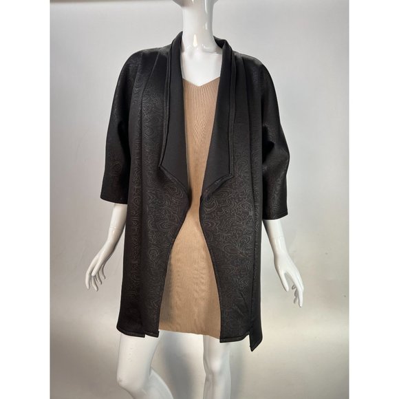 Kimono Styled custom Made Jacket Size Lg Black Neoprene - Picture 5 of 16